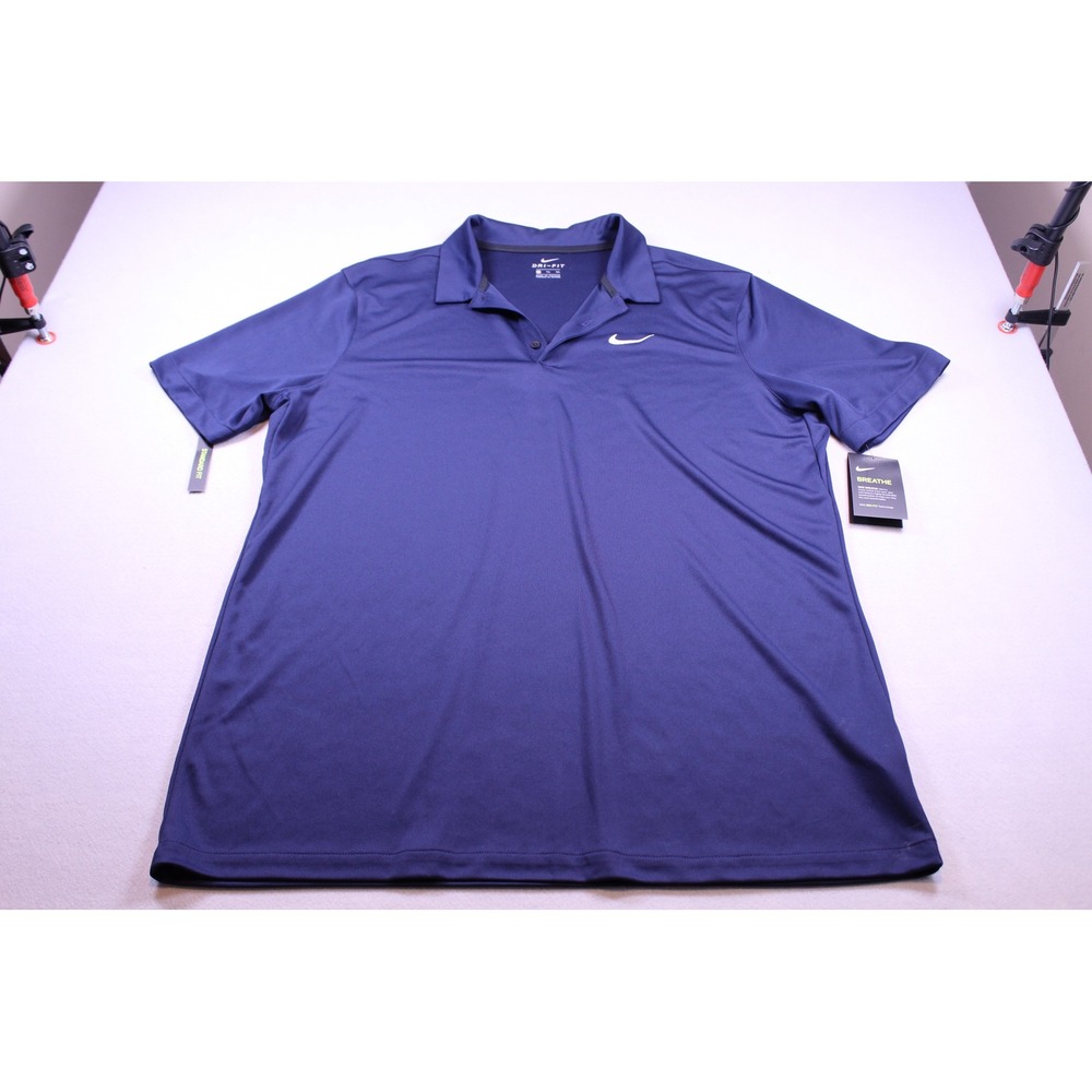 Nike Golf Dri-FIT Breathe Polo Shirt Mens XLT Navy Blue Short Sleeve 891881-410